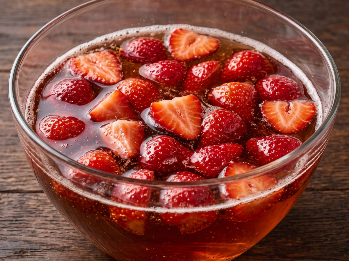 Altbierbowle mit Erdbeeren