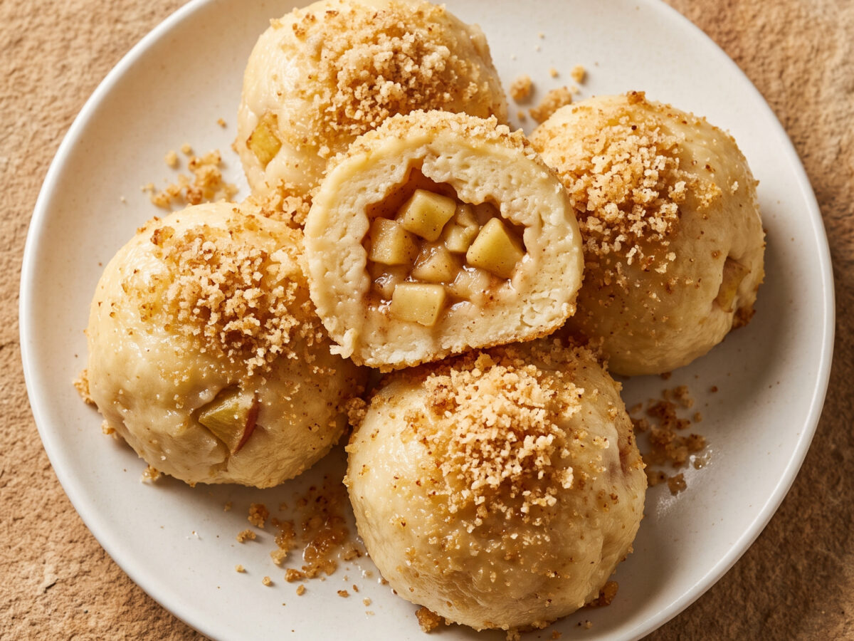 Apfelknödel mit Butterbröseln