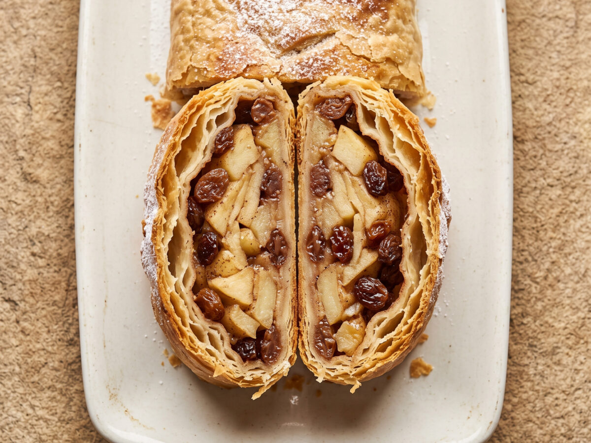Apfelstrudel mit Rosinen und Zimt