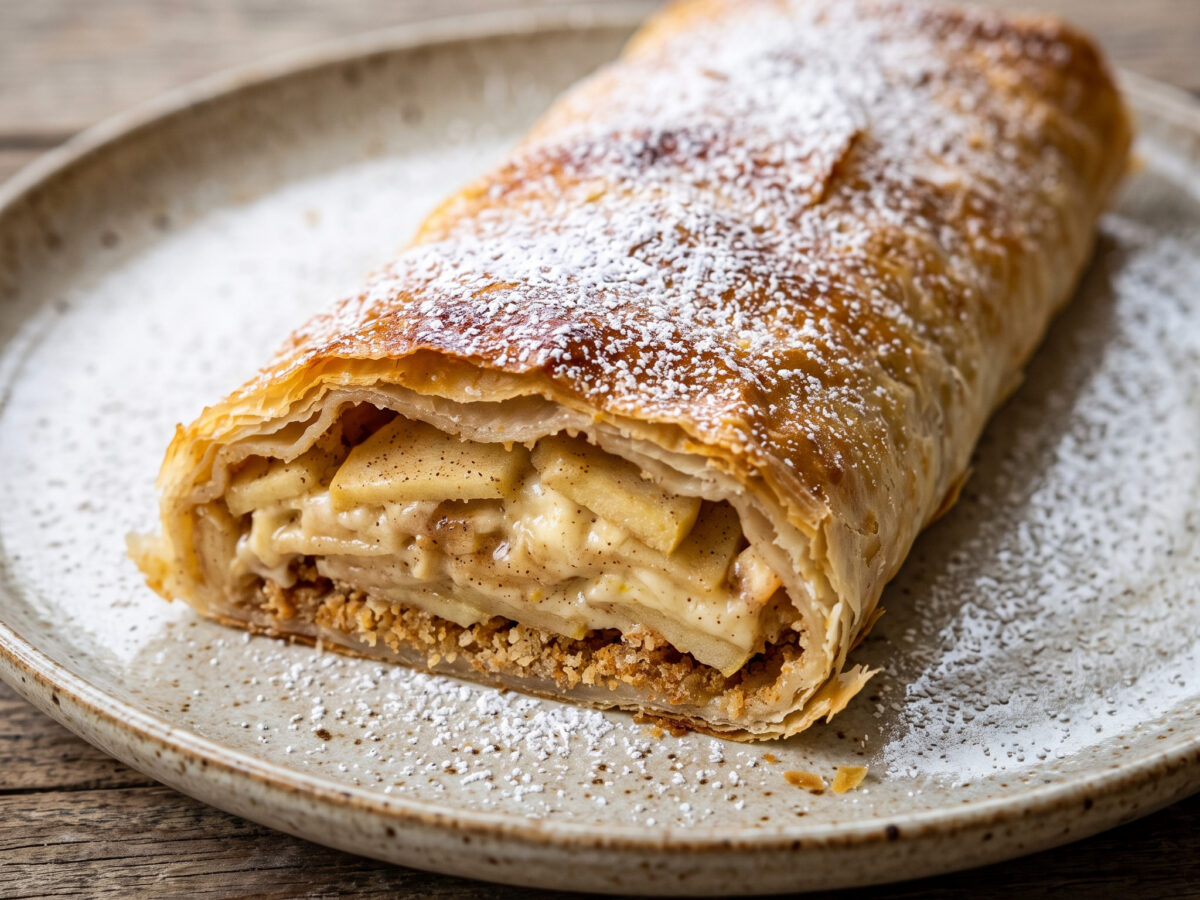 Apfelstrudel mit saurer Sahne