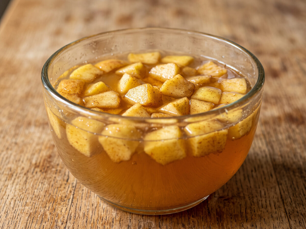 Apfelweinbowle mit Zimtäpfeln und Amaretto