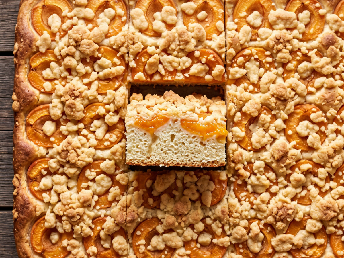 Aprikosendatschi mit Butterstreuseln