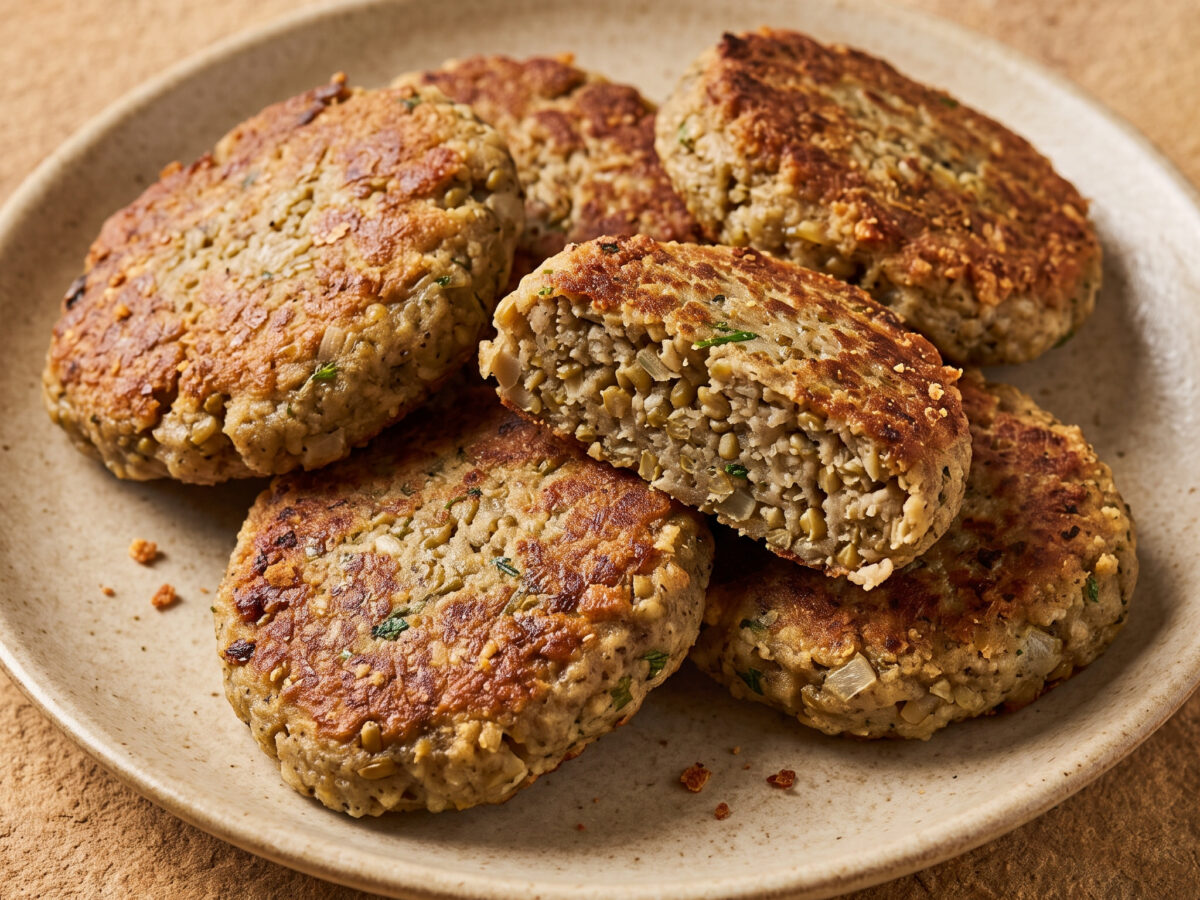 Badische Grünkernküchle mit Gurkensalat und Bibeleskäs