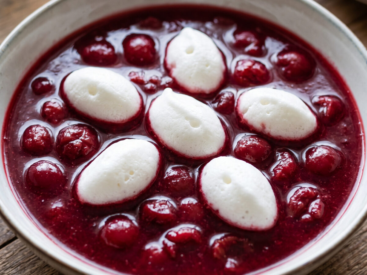 Badische Kirschkaltschale mit Eischneeklößchen