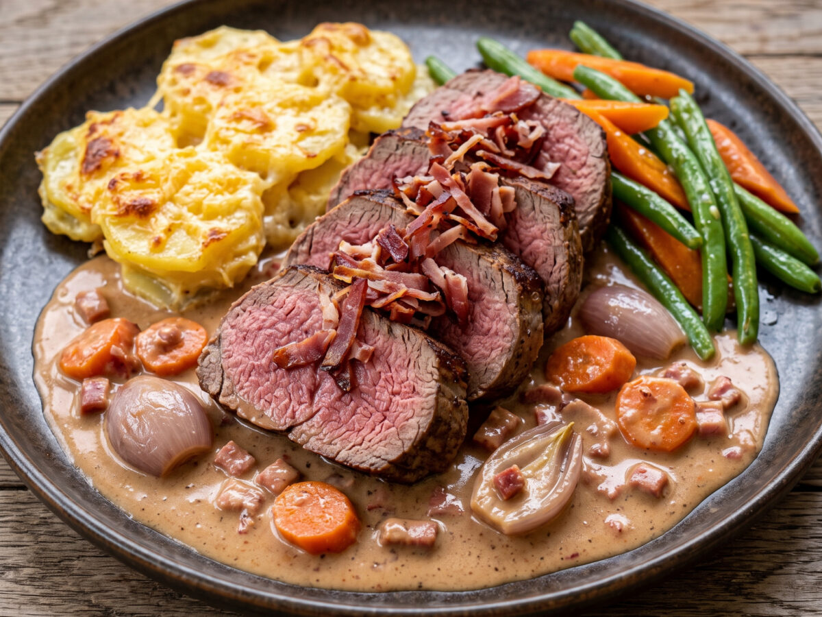 Badischer Lummelbraten mit Rahmkartoffeln