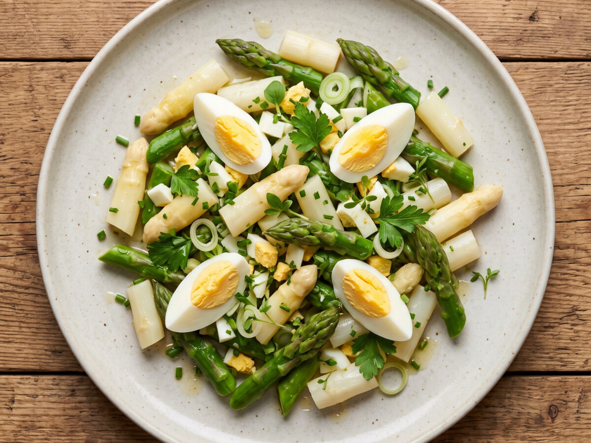 Badischer Spargelsalat mit zweierlei Spargel und Ei