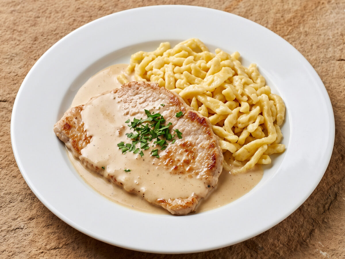 Badisches Rahmschnitzel mit Spätzle