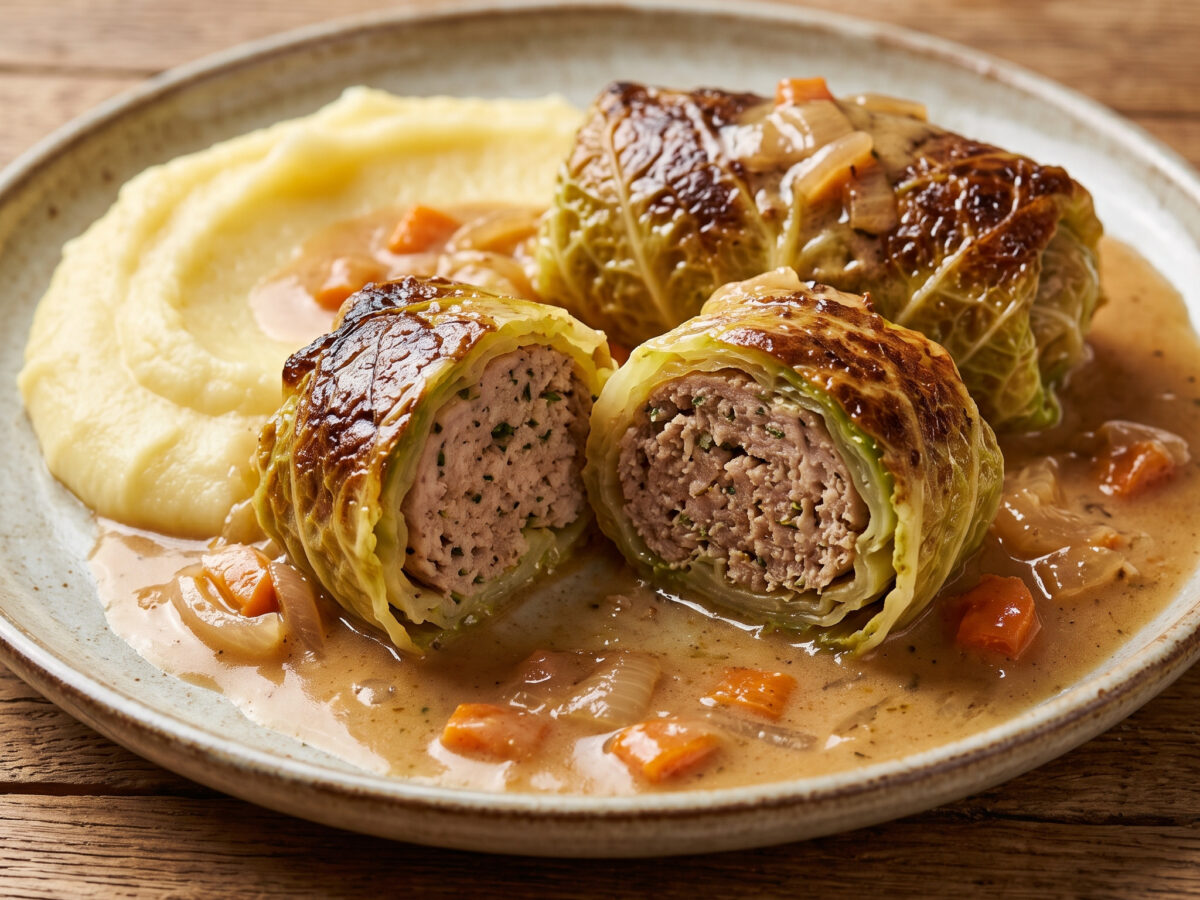 Bayerische Wirsingrouladen mit Schweinehackfüllung