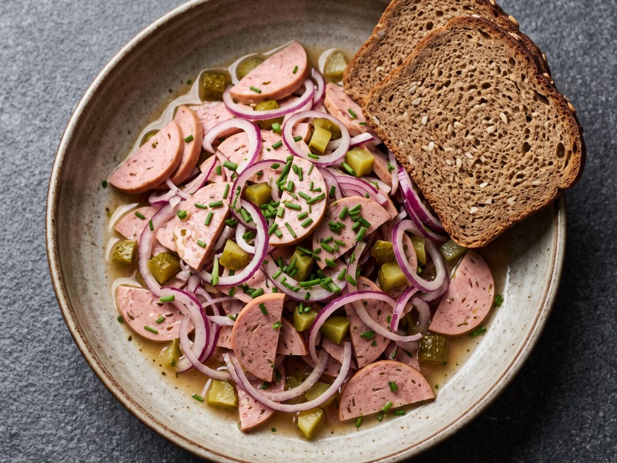 Bayerischer Wurstsalat mit Regensburger Wurst