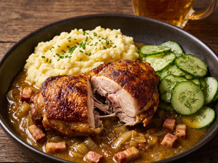 Berliner Bierhähnchen mit Kartoffelstampf