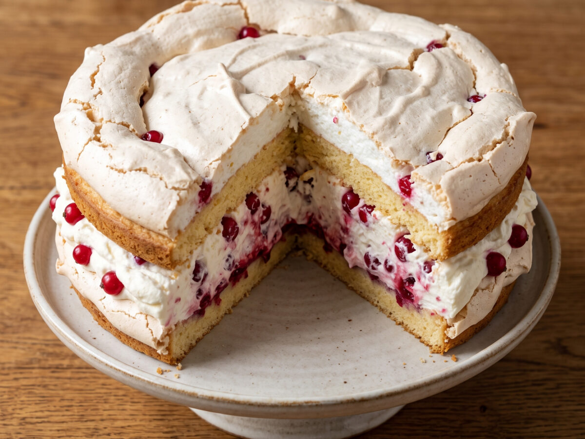 Berliner-Luft-Torte mit Johannisbeeren