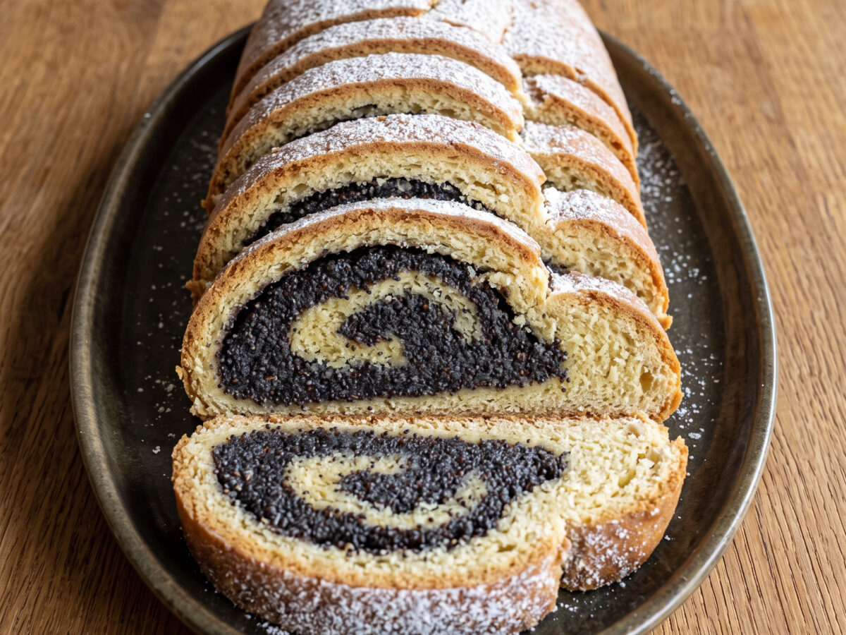 Berliner Mohnstolle mit gebrühter Blaumohnfüllung
