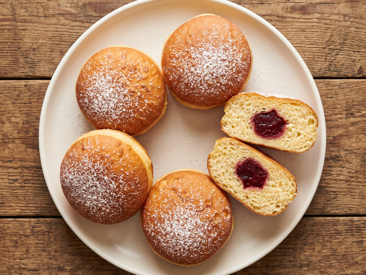 Berliner Pfannkuchen mit Kirschkonfitüre