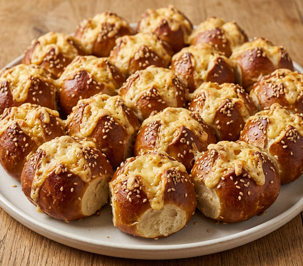 Breznkonfekt mit Käse und Sesam