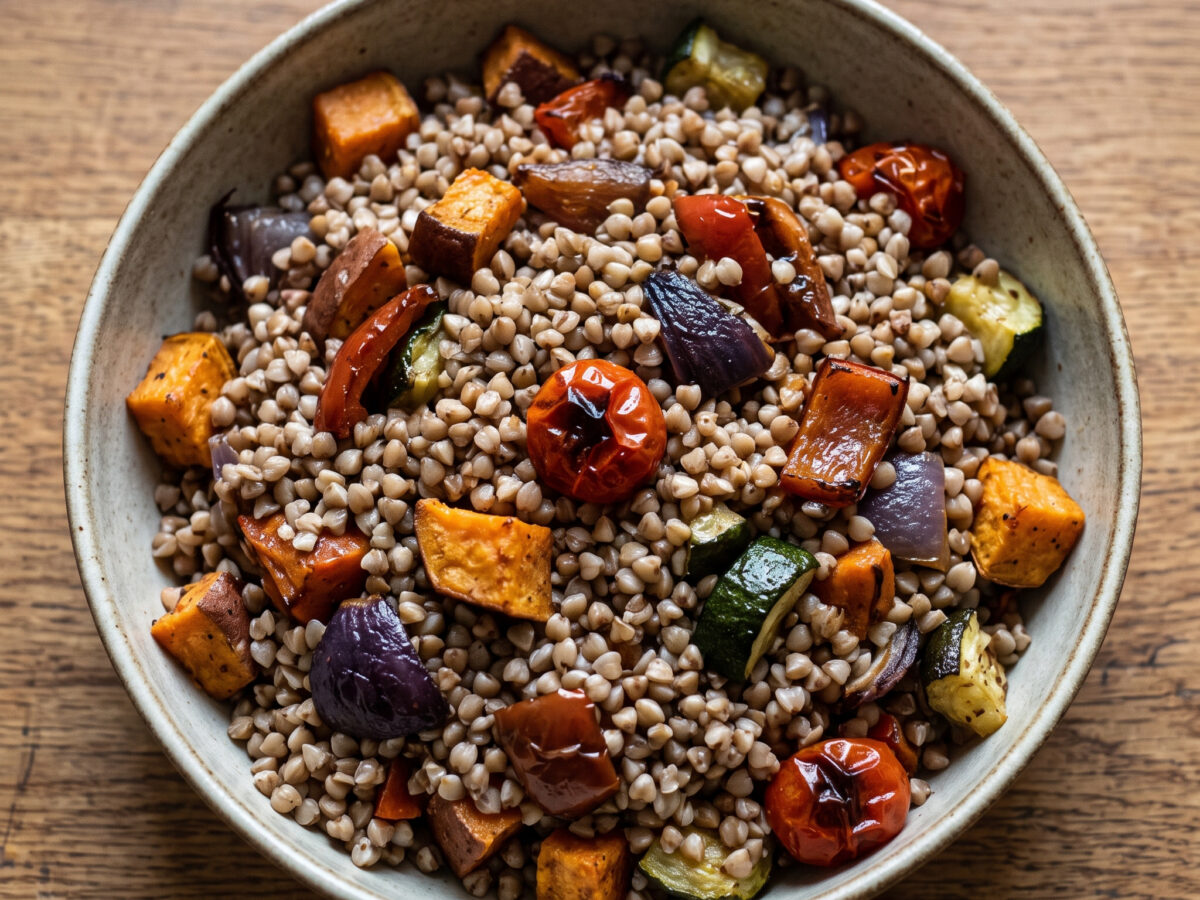 Buchweizensalat mit geröstetem Gemüse