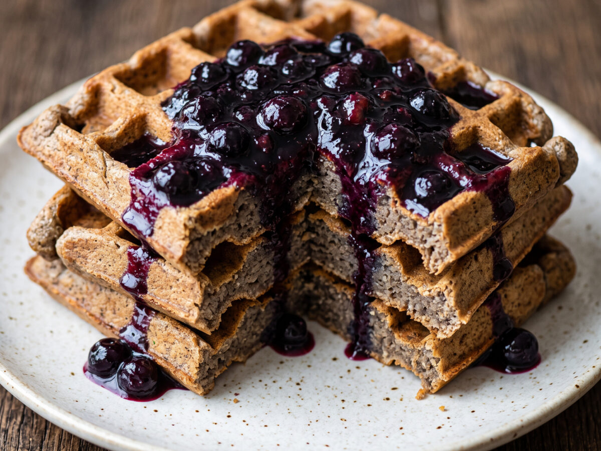 Buchweizenwaffeln mit Heidelbeerkompott