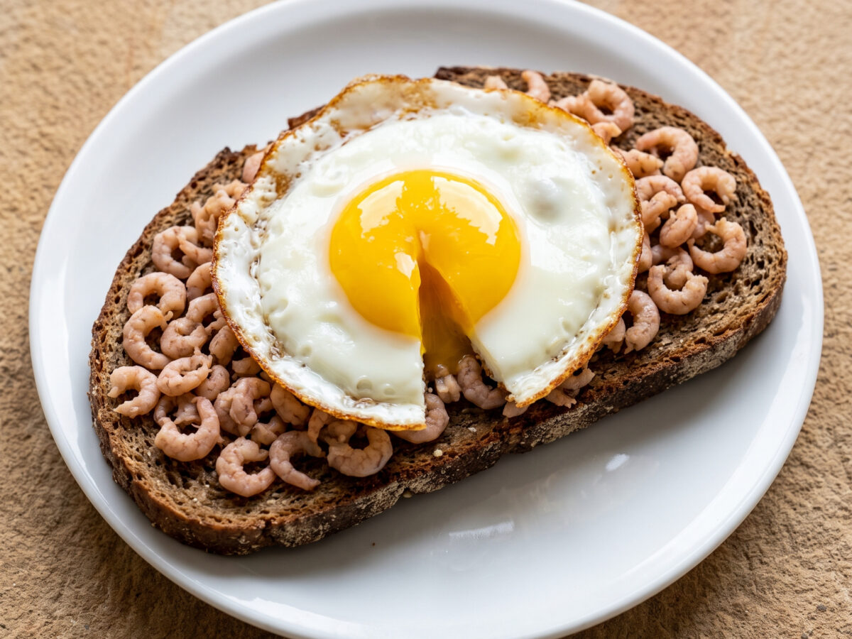 Kräftiges Schwarzbrot trifft Nordseekrabben