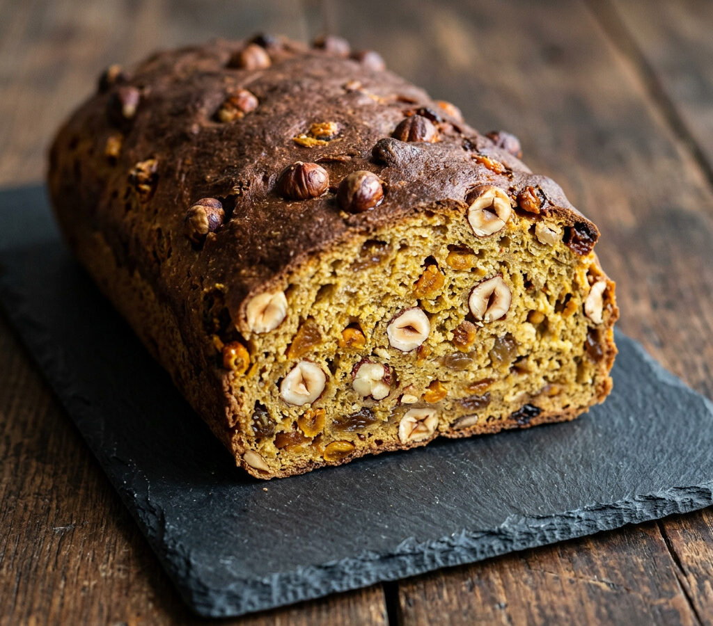 Dinkel-Früchtebrot mit Sanddorn und Haselnüssen