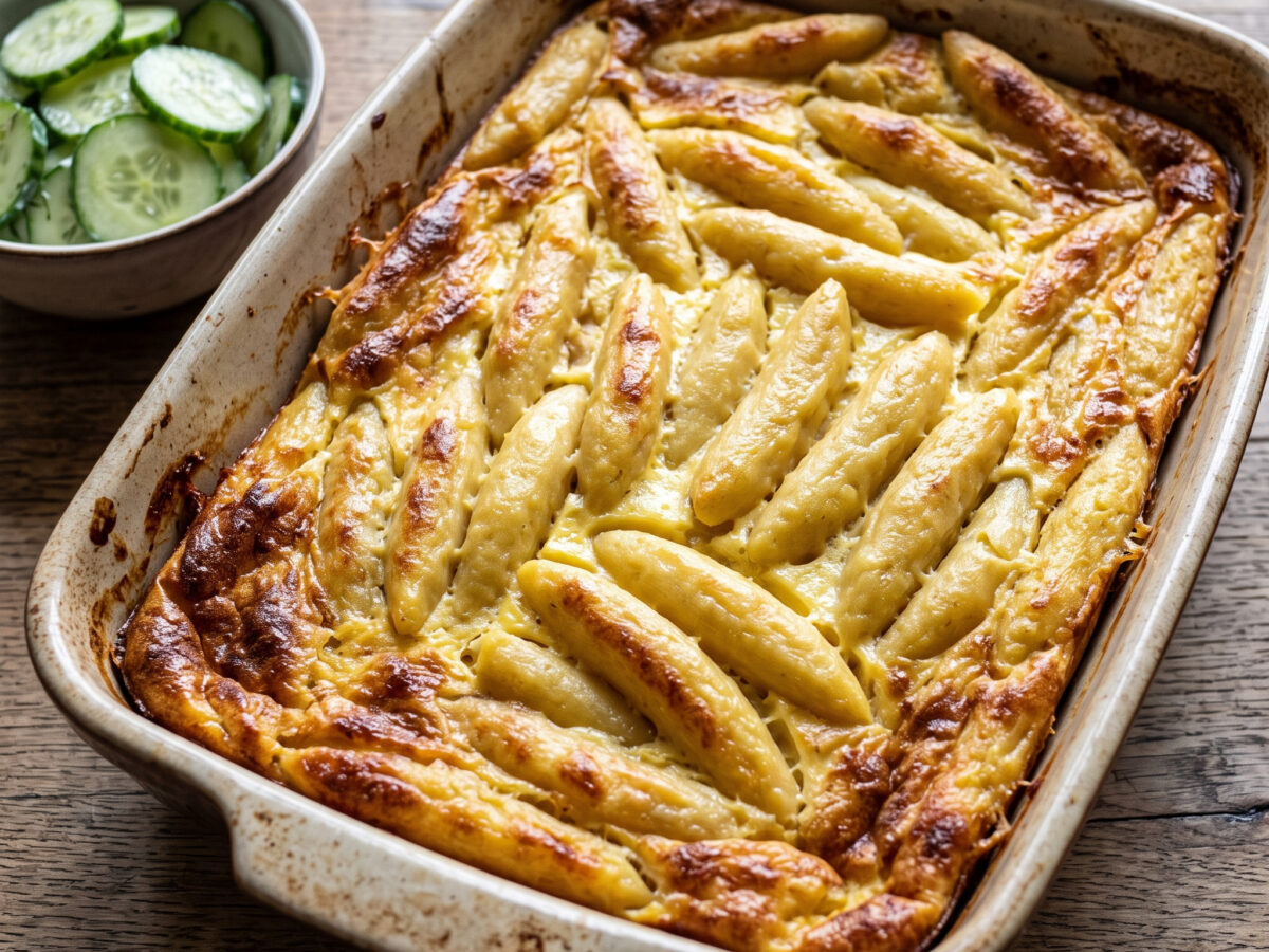 Eierschopperla mit Gurkensalat