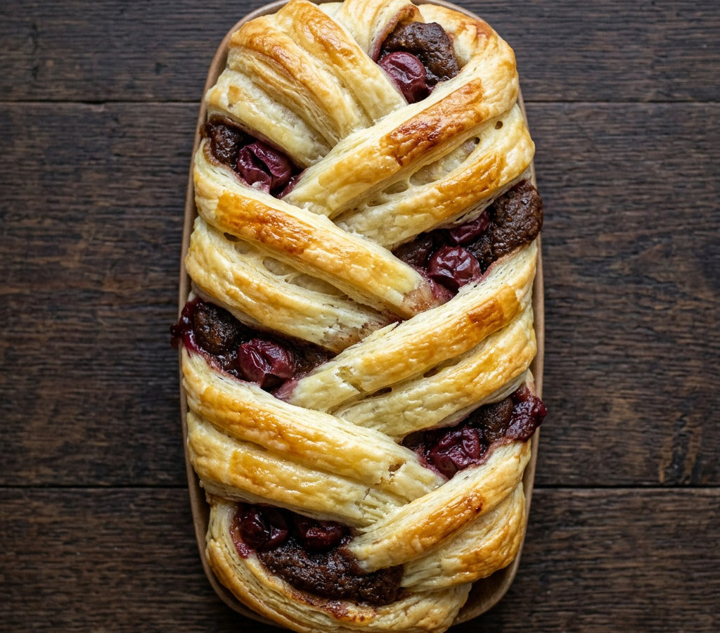 Engels-Zöpfchen mit Lebkuchen und Sauerkirschen