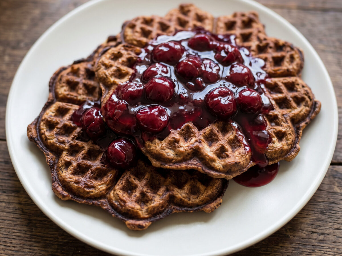 Goldbraune Waffeln über der Glut