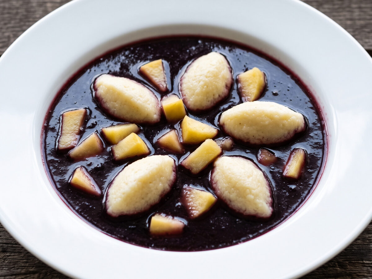 Fliederbeersuppe mit Grießklößchen