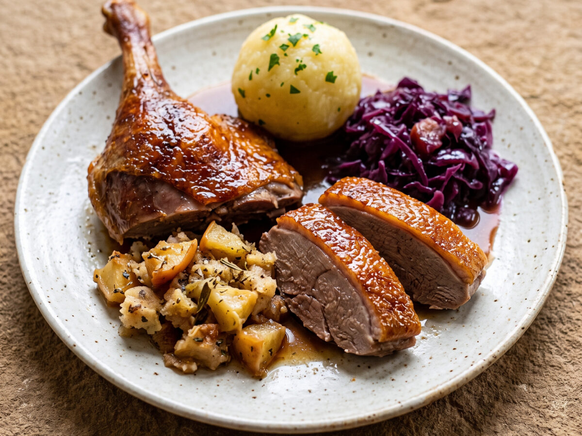Gänsebraten mit Apfel-Majoran-Füllung