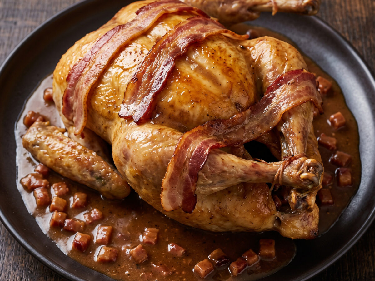 Gebratener Fasan mit Malzbier-Specksauce