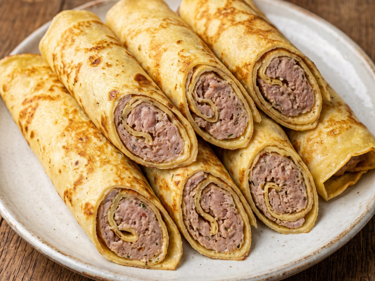 Gefüllte Fleischflädle mit Bratwurstbrät