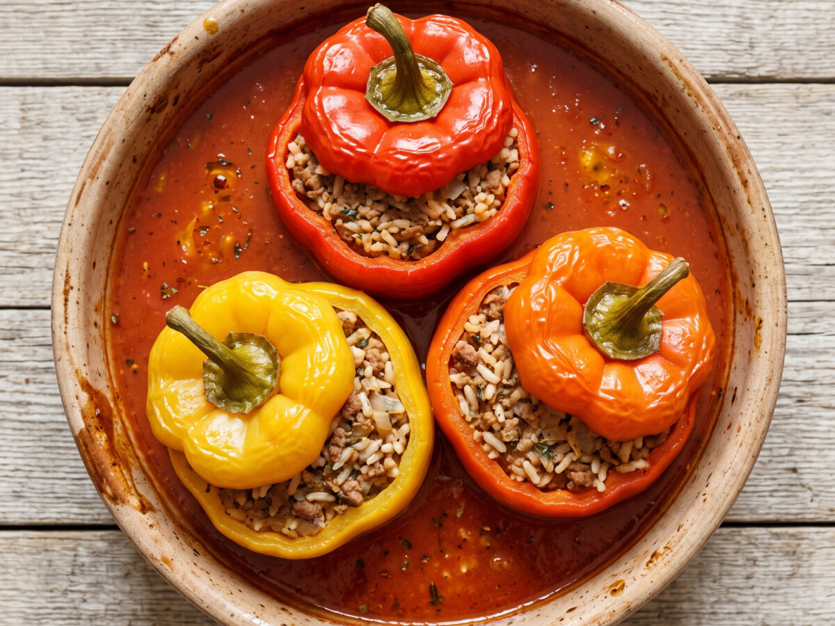 Gefüllte Paprika mit Hackfleisch und Reis