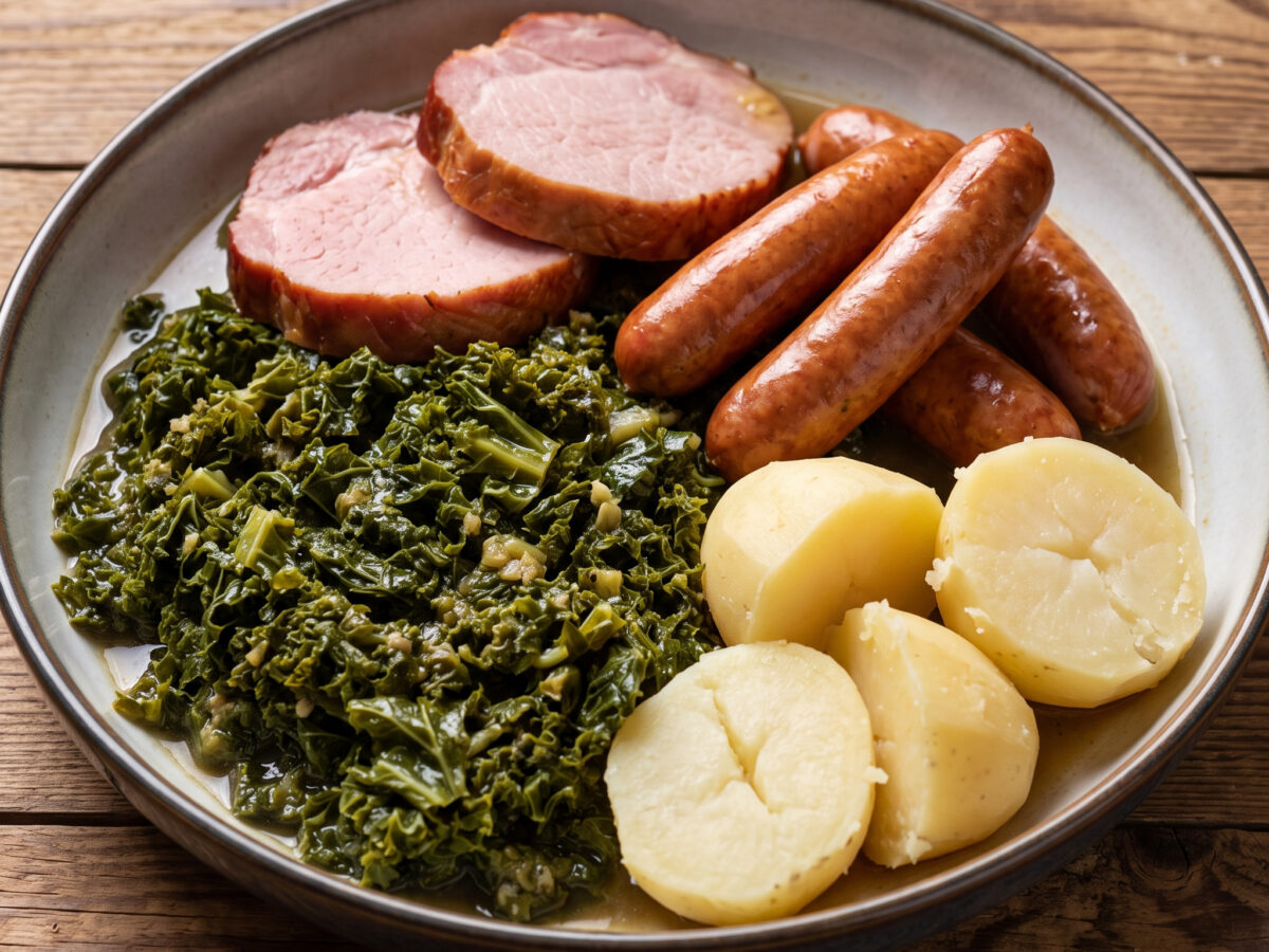 Grünkohl mit Bregenwurst und Kasseler