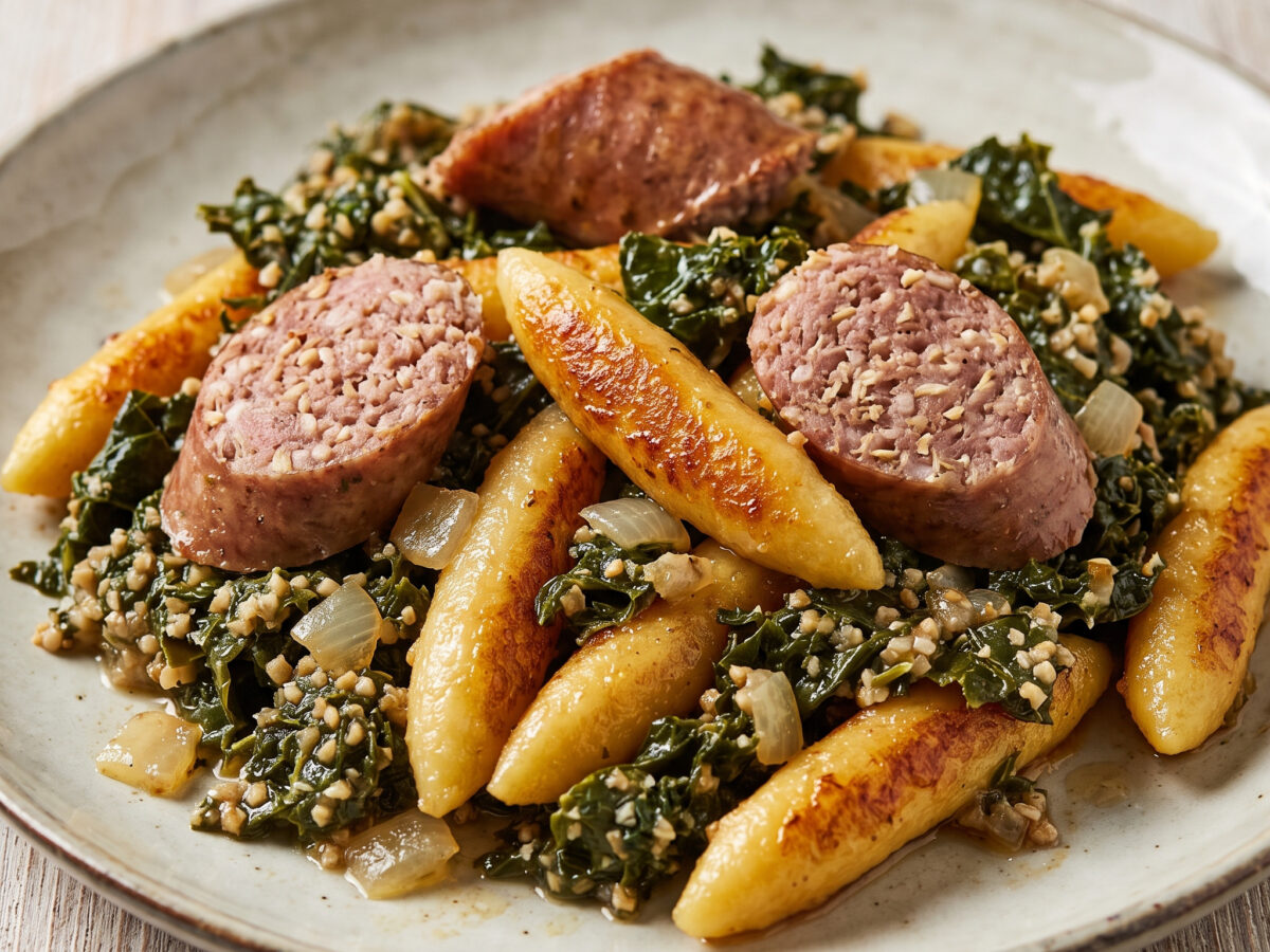 Grünkohl-Schupfnudeln mit Pinkel