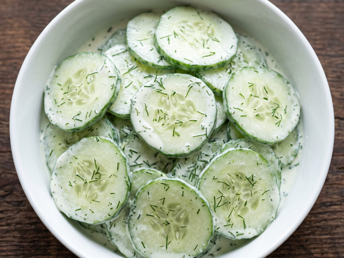Gurkensalat mit saurer Sahne und Dill