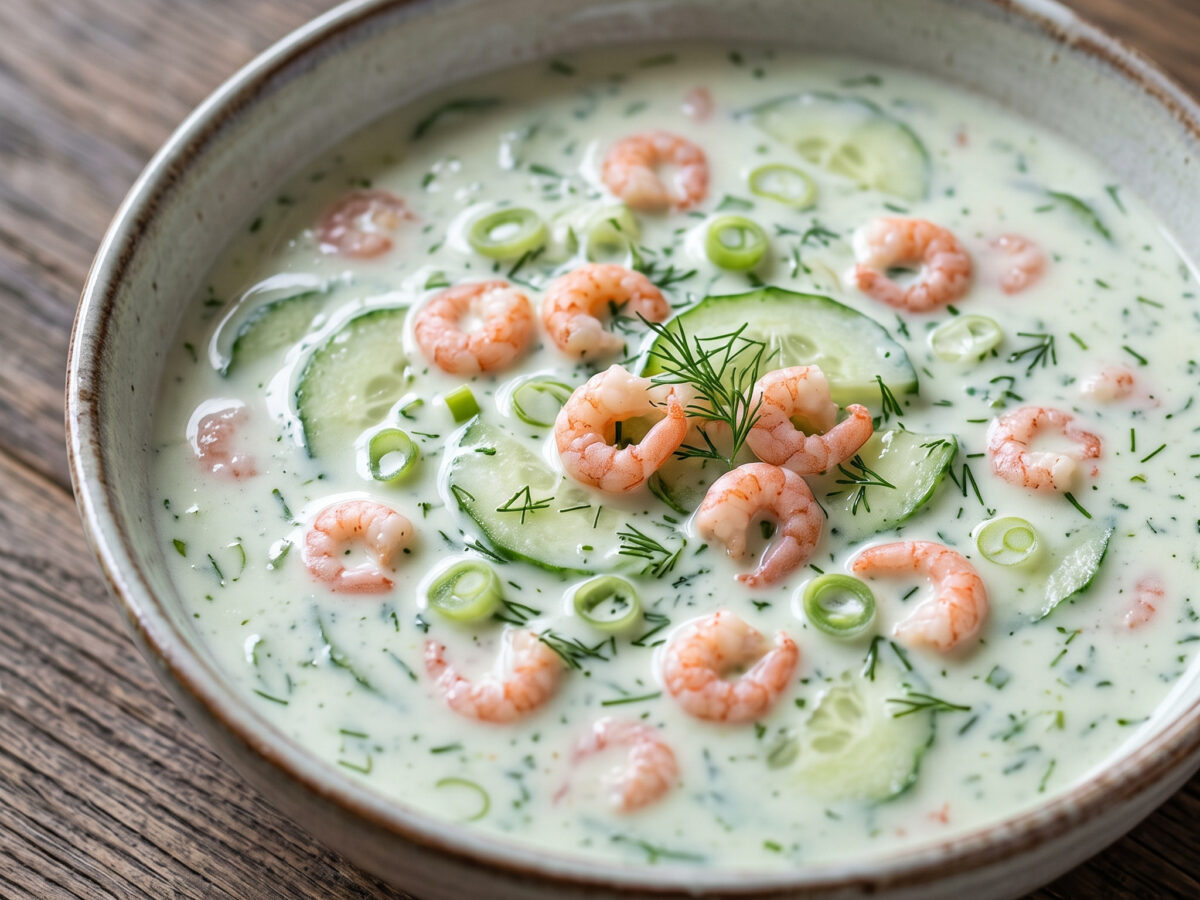 Gurkensauce mit Nordseekrabben – cremig und dillfrisch