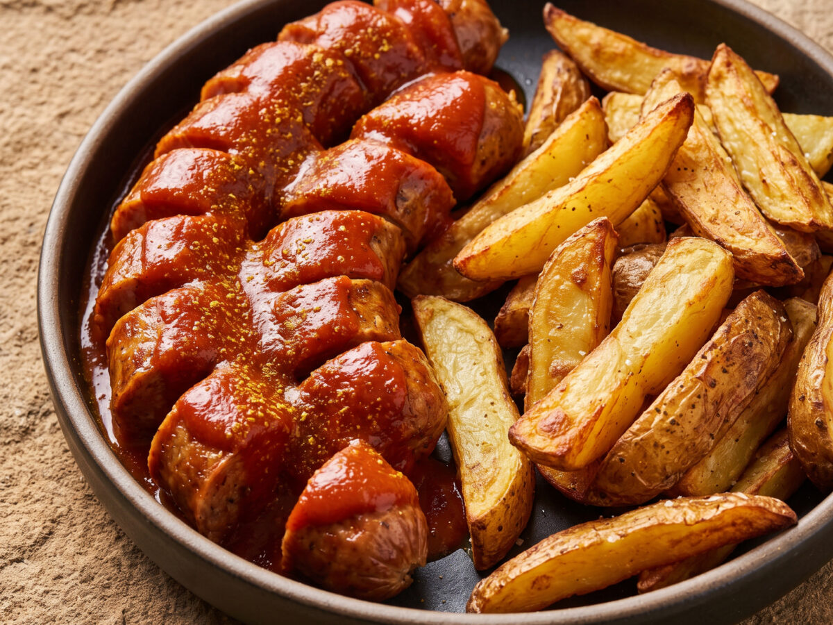 Hamburger Currywurst mit Ofenpommes