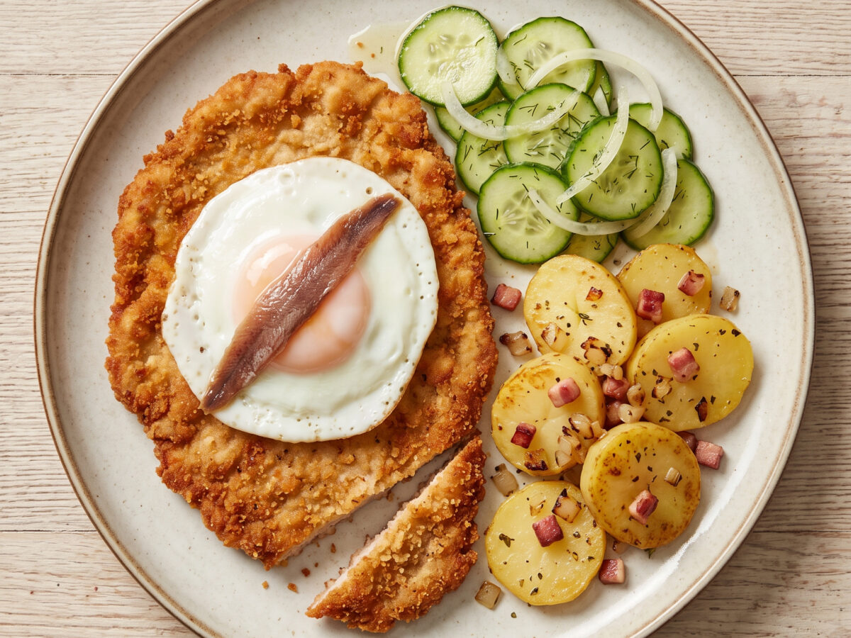 Hamburger Schnitzel mit Spiegelei