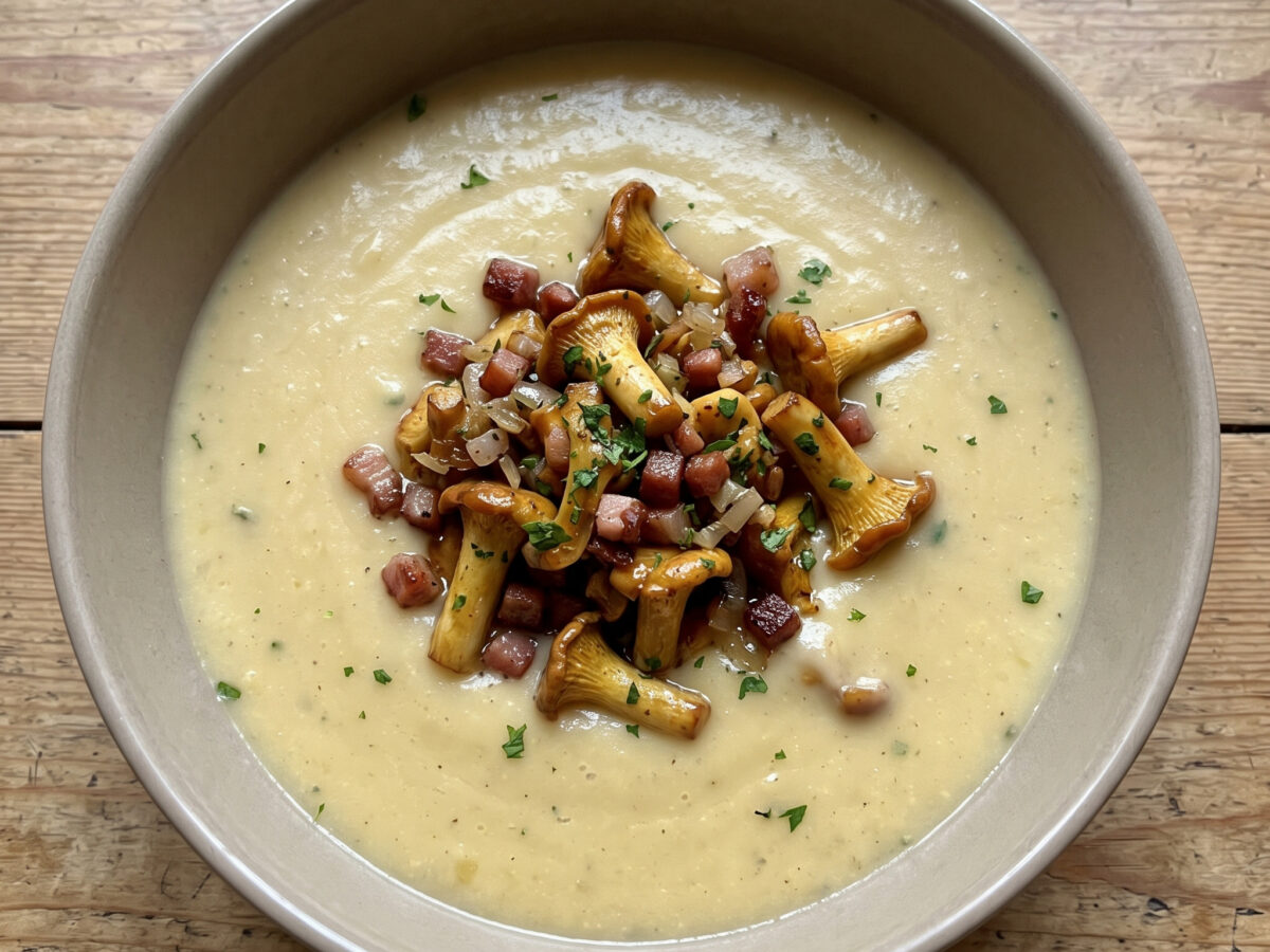 Harzer Käse-Cremesuppe mit Pfifferlingen