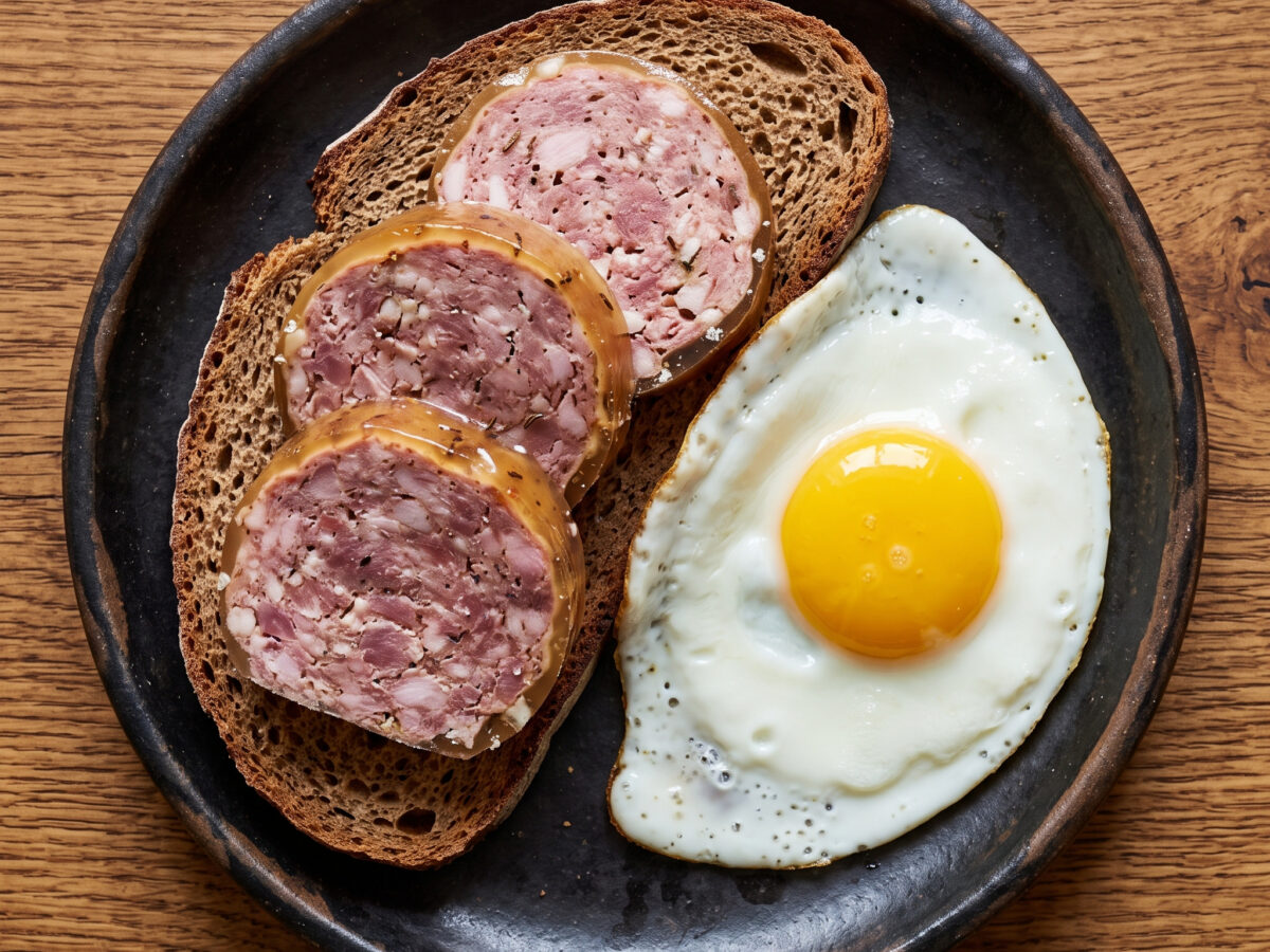 Heidefrühstück mit Spiegelei
