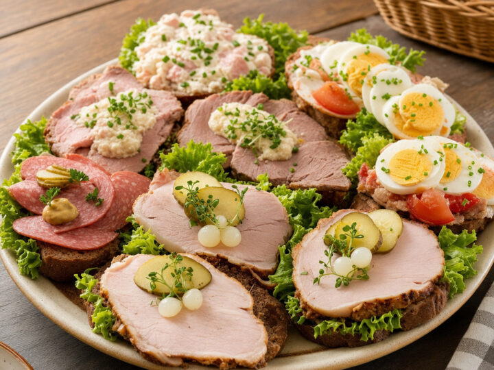 Herzhafte Brandenburger Stullenplatte mit regionalen Spezialitäten.