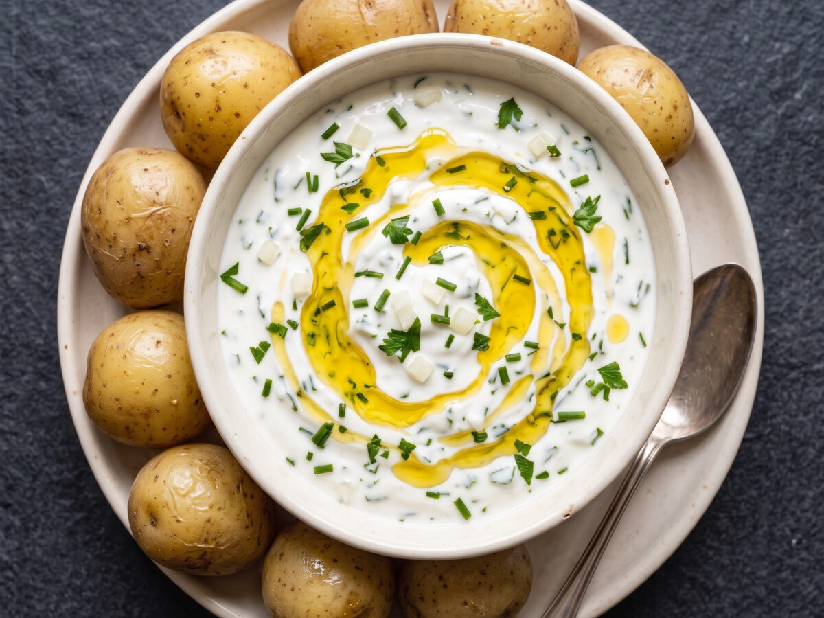 Herzhafter Kräuterquark | Quark mit Leinöl und Kräutern | Cremig, würzig und nussig: ein sächsischer Aufstrich zu Brot und Kartoffeln.