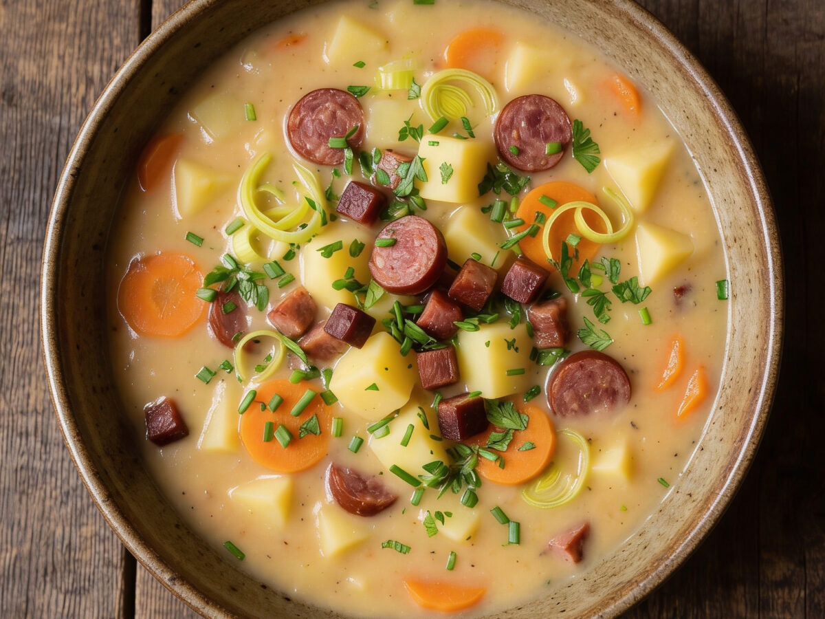 Hessen | Hessische Kartoffelsuppe | Sämig-cremige Hausmannskost aus mehligkochenden Kartoffeln, klassisch hessisch