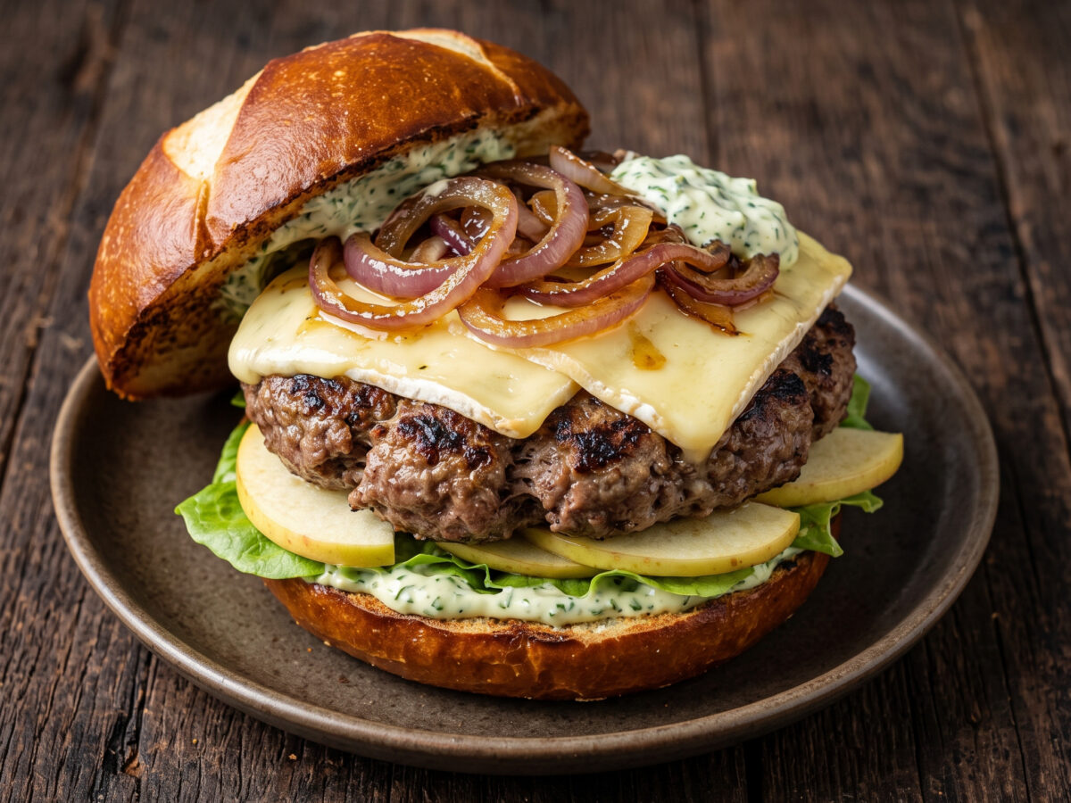 Hessischer Grillburger mit Handkäse