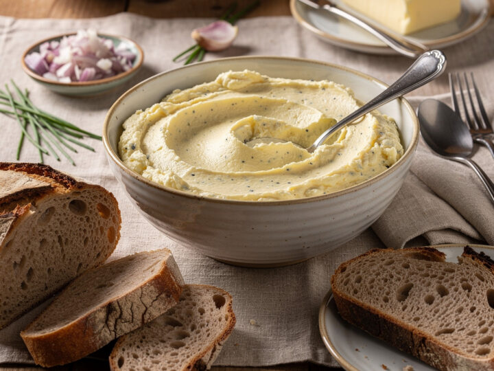 Hessische Brotzeit: cremiger Kochkäse auf kräftigem Bauernbrot