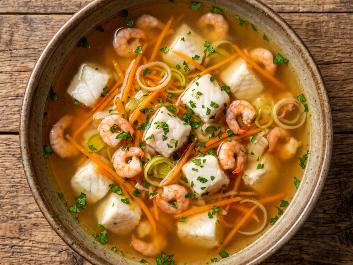 Husumer Fischsuppe mit Dorsch und Nordseekrabben