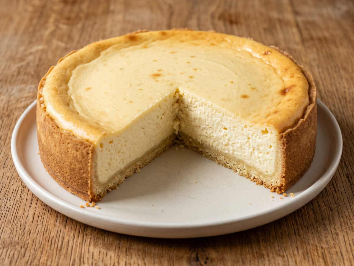 Käsekuchen mit Mürbeteigboden