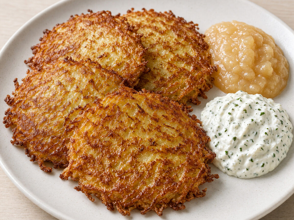 Kartoffelpuffer mit Apfelmus und Kräuterquark