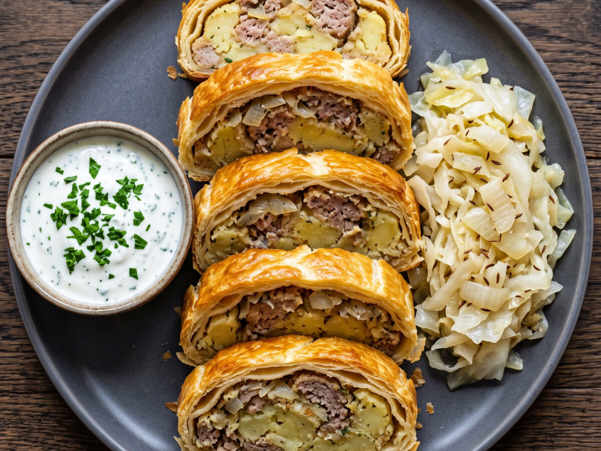 Kartoffelstrudel mit Thüringer Mett