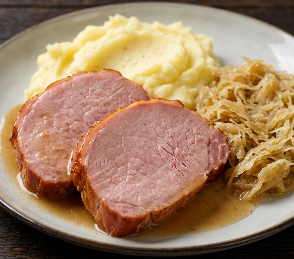 Kasselerbraten mit Sauerkraut und Kartoffelpüree
