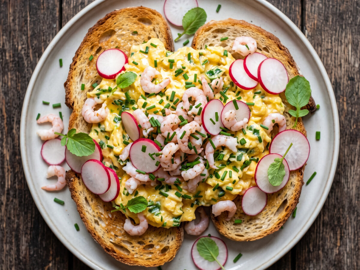 Krabben mit Rührei und Radieschen