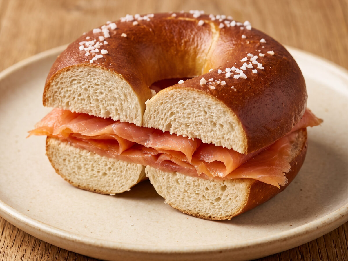 Laugenbagel mit Räucherlachs